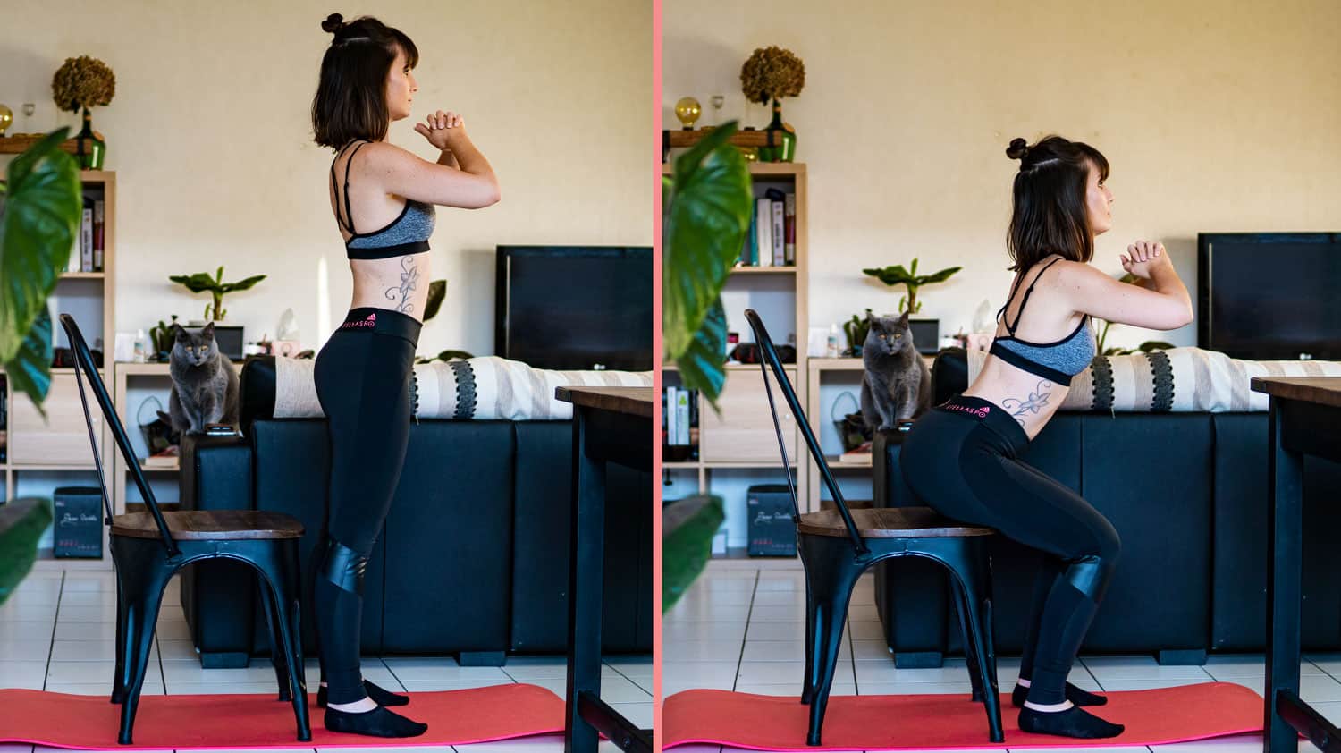 Box Squat Chaise – L’exercice pour muscler cuisses et fessiers chez soi